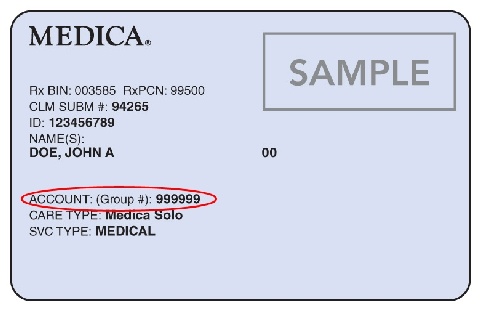 Medica member card group number location